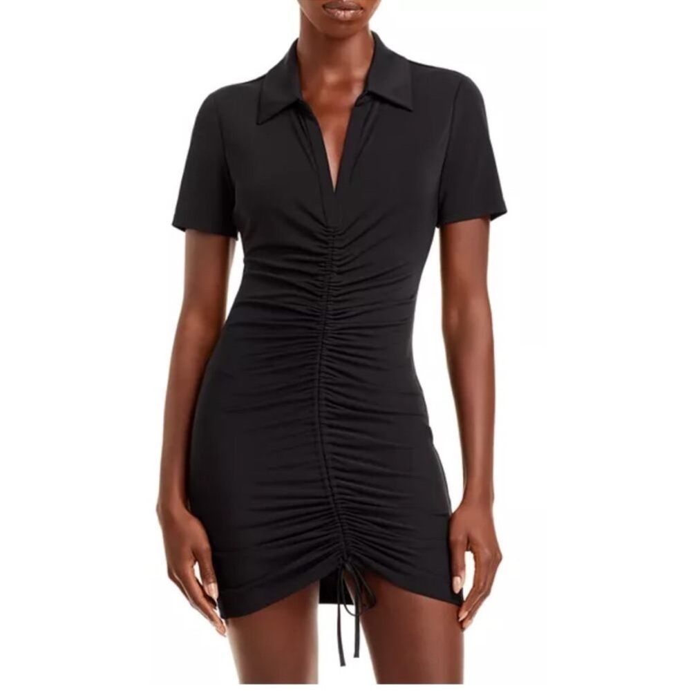 Alice + Olivia Classics Marsha Ruched Polo Collared Mini Dress